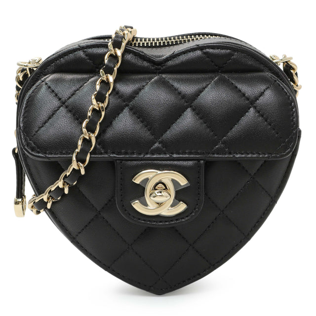 Chanel Quilted Lambskin CC In Love Heart Clutch With Chain Handbags Chanel