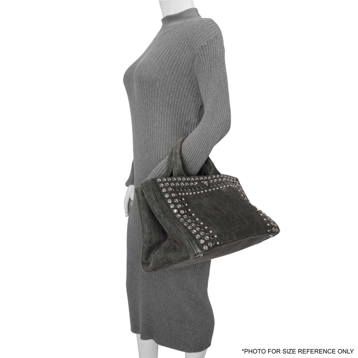 Prada Grey Canapa Crystal Studded Tote