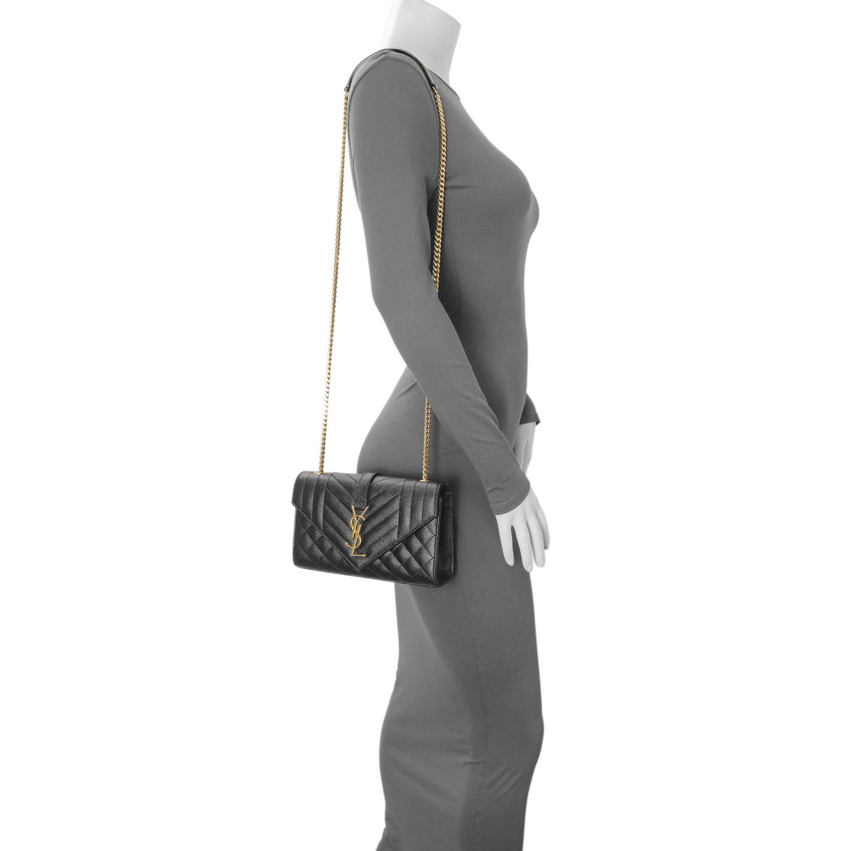 Saint Laurent Black Grain De Poudre Textured Mixed Matelasse Triquilt Small Monogram Satchel Handbags Saint Laurent