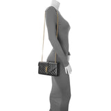 Saint Laurent Black Grain De Poudre Textured Mixed Matelasse Triquilt Small Monogram Satchel Handbags Saint Laurent