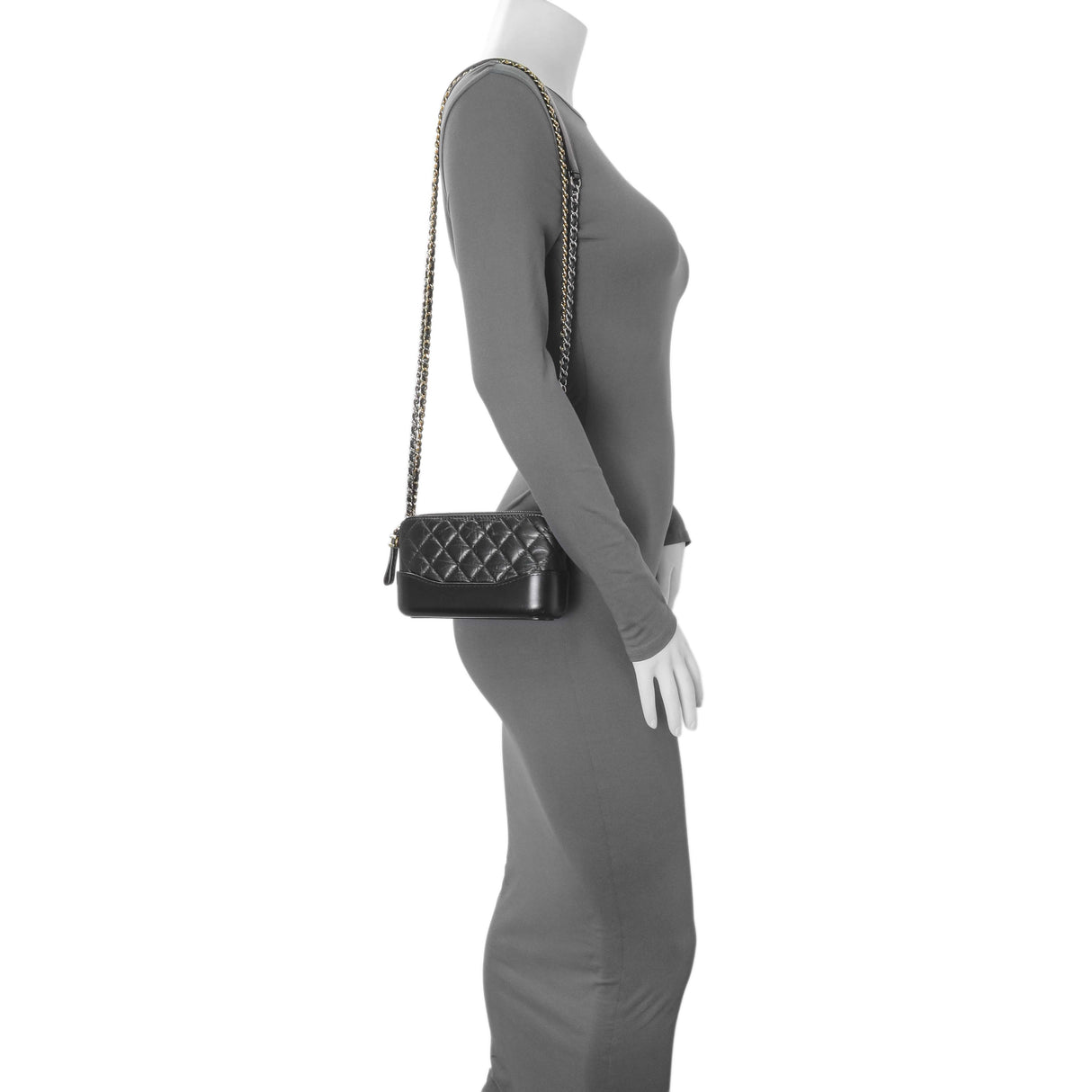 Chanel Black Aged Calfskin Gabrielle Clutch With Chain Handbags Chanel