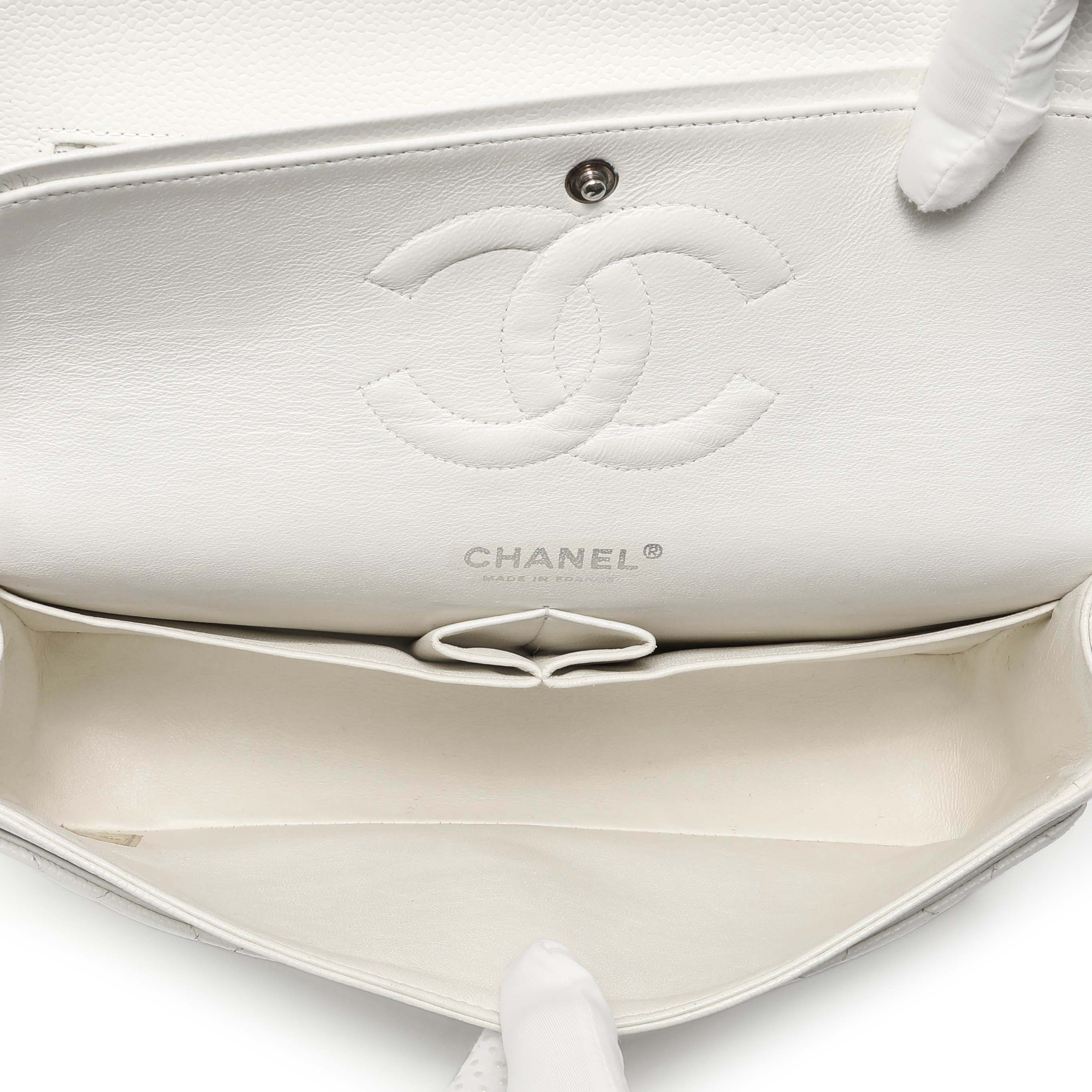 Chanel White Quilted Caviar Medium Classic Double Flap – Modaselle