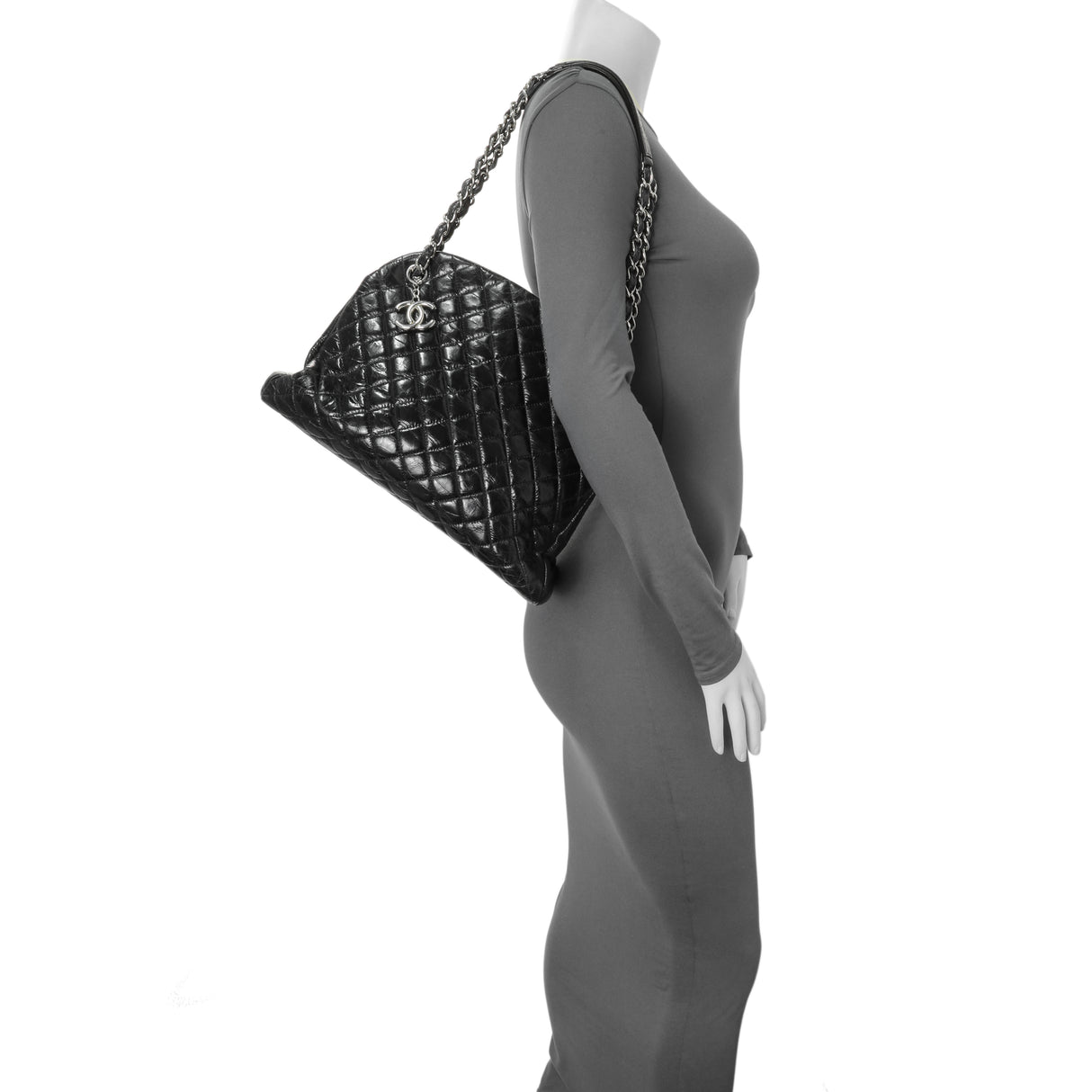 Chanel Glazed Calfskin Quilted Large Mademoiselle Bowling Bag Handbags Chanel