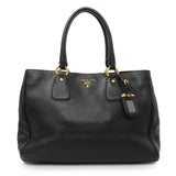 Prada Black Vitello Daino Shopping Tote Handbags Prada