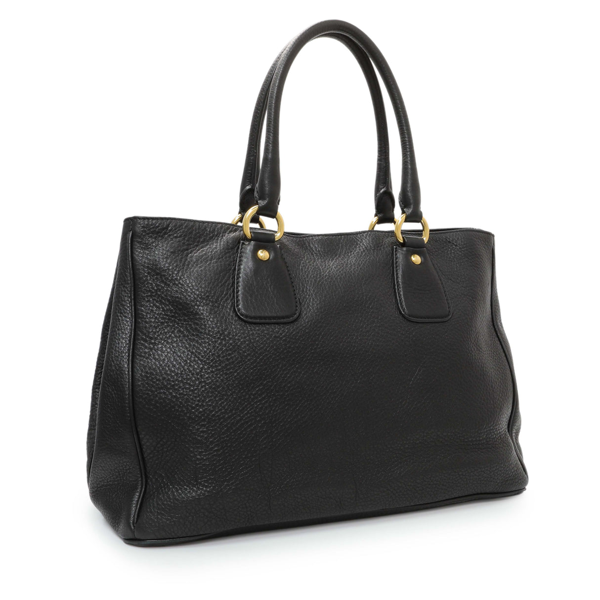 Prada Black Vitello Daino Shopping Tote Handbags Prada