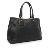 Prada Black Vitello Daino Shopping Tote Handbags Prada