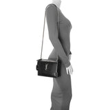 Saint Laurent Black Crocodile Embossed Calfskin Medium Monogram Sunset Handbags Saint Laurent