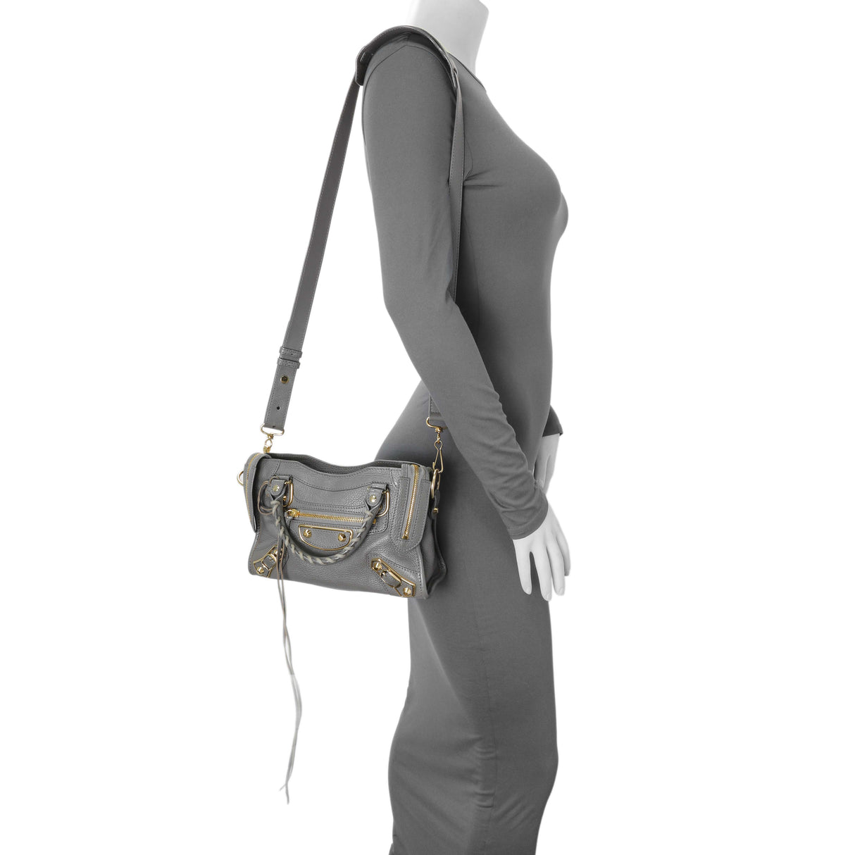 Balenciaga Grey Chevre Metallic Edge Mini City Handbags Balenciaga