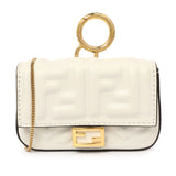 Fendi White Nappa Matisse FF Embossed Nano Baguette Charm