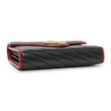 Gucci Black Red Vintage Effect Calfskin Matelasse Diagonal Torchon GG Marmont Chain Wallet Handbags Gucci