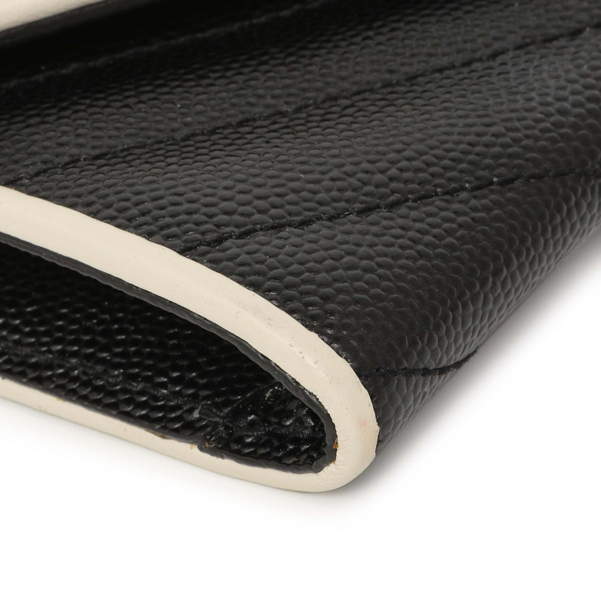 Saint Laurent Black Grain De Poudre Matelasse Chevron Monogram Envelope Wallet