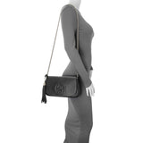 Gucci Black Pebbled Calfskin Medium Soho Flap Crossbody Handbags Gucci