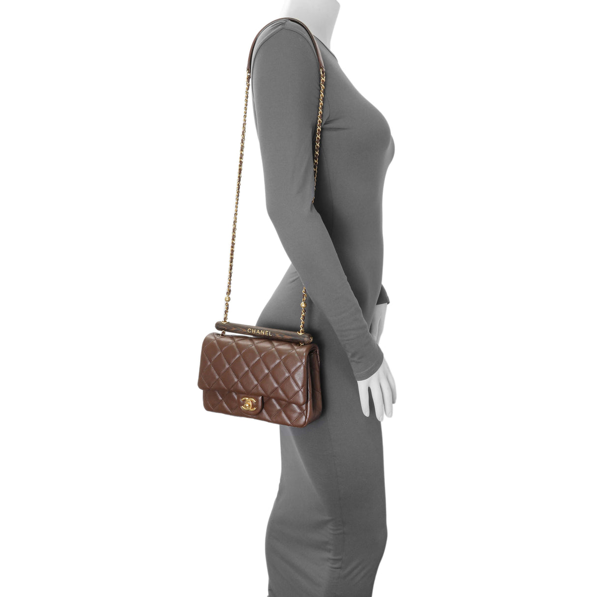 Chanel Brown Quilted Lambskin Mini Wenge Wood Flap