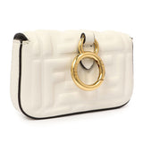 Fendi White Nappa Matisse FF Embossed Nano Baguette Charm