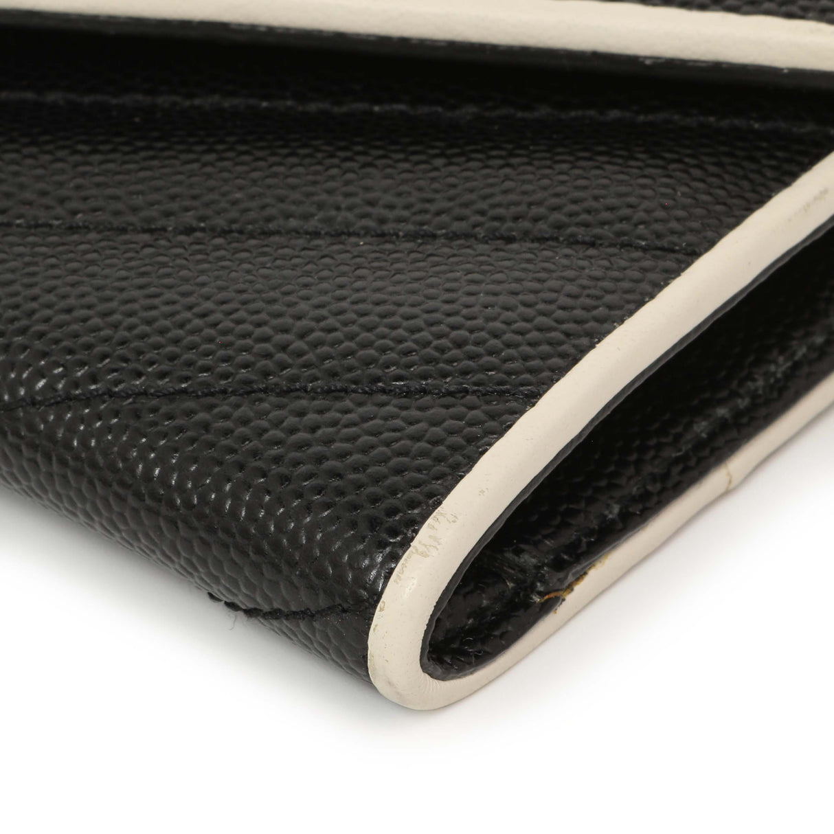 Saint Laurent Black Grain De Poudre Matelasse Chevron Monogram Envelope Wallet