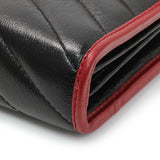 Gucci Black Red Vintage Effect Calfskin Matelasse Diagonal Torchon GG Marmont Chain Wallet Handbags Gucci