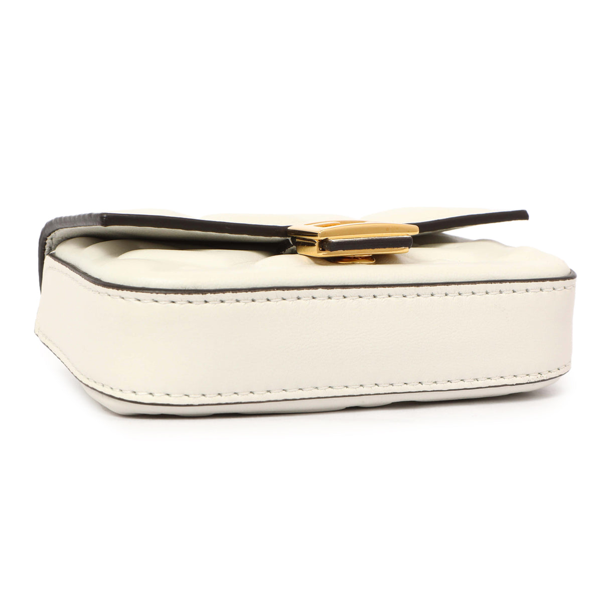 Fendi White Nappa Matisse FF Embossed Nano Baguette Charm