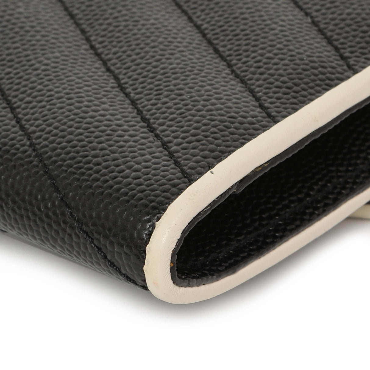 Saint Laurent Black Grain De Poudre Matelasse Chevron Monogram Envelope Wallet