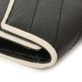 Saint Laurent Black Grain De Poudre Matelasse Chevron Monogram Envelope Wallet