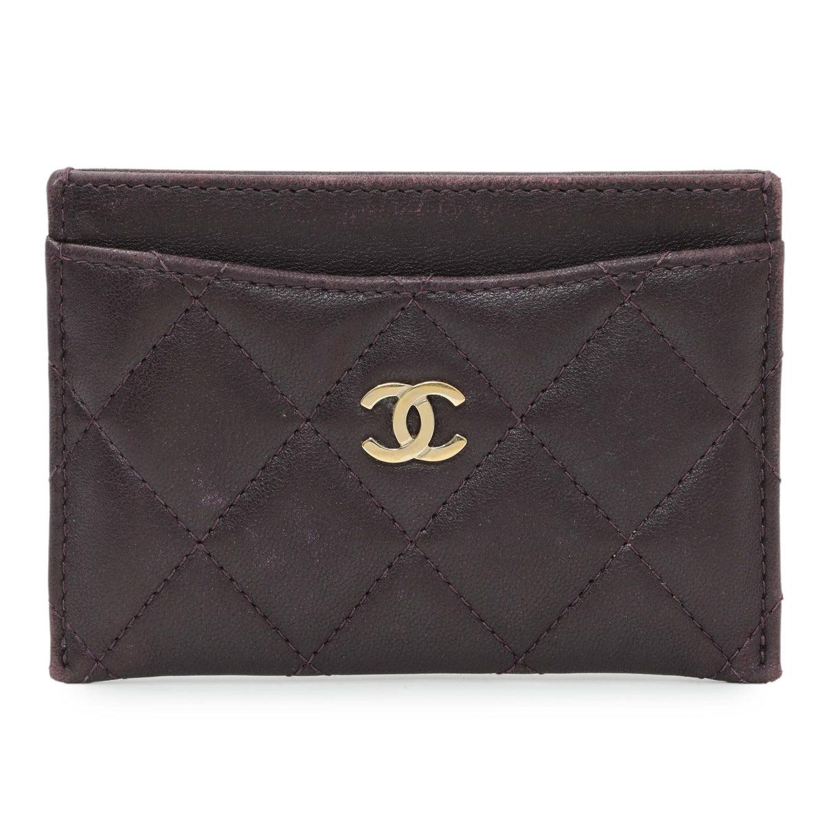 Chanel Purple Lambskin Quilted Card Holder Accessories Chanel