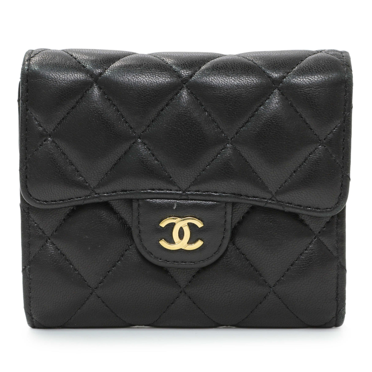 Chanel Black Quilted Lambskin Small Flap Wallet