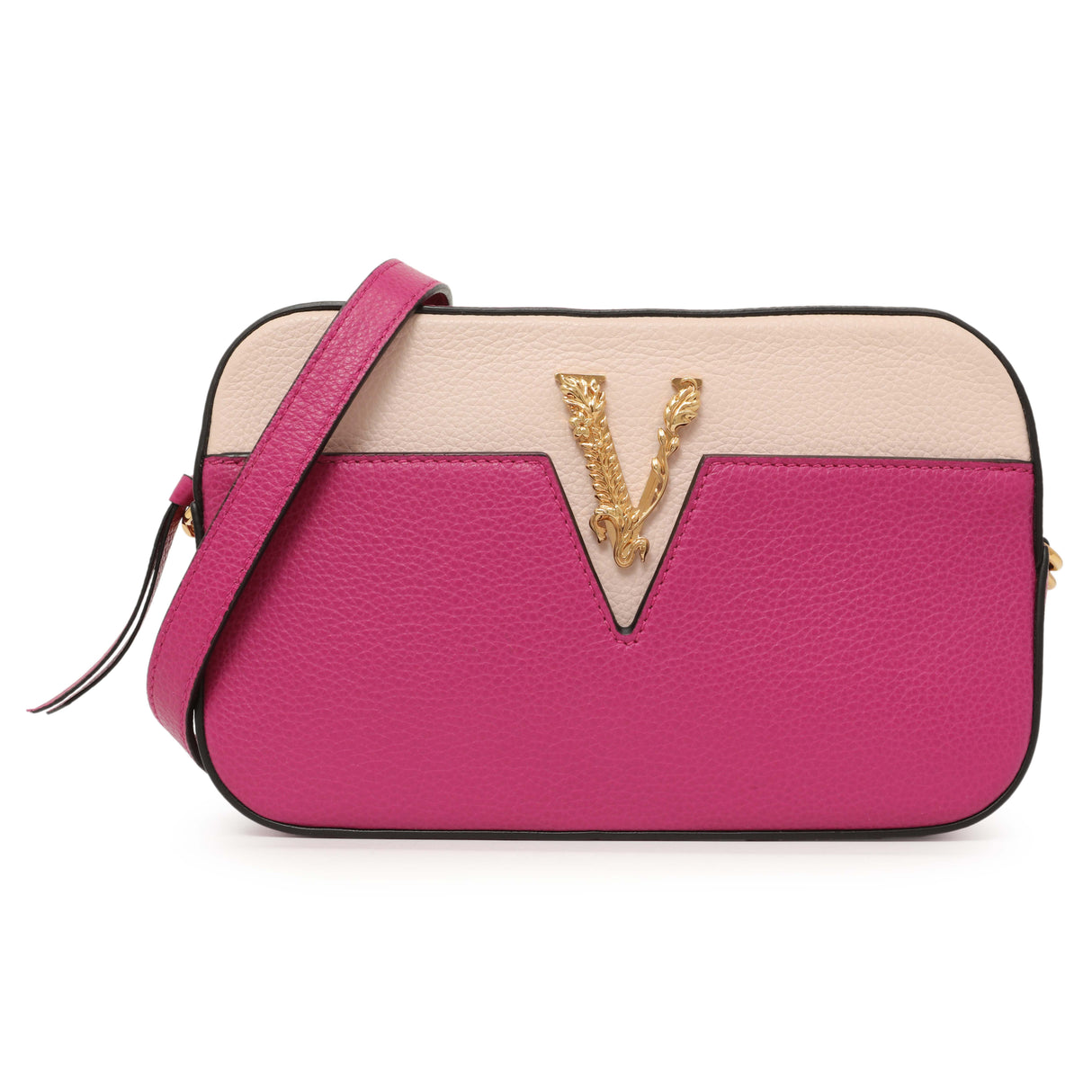 Versace Fuchsia Calfskin Small Virtus Camera Bag