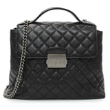 Chanel Black Quilted Goatskin Small CC University Shopping Tote Handbags Chanel
