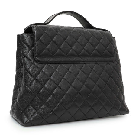 Chanel Black Quilted Goatskin Small CC University Shopping Tote Handbags Chanel