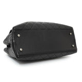 Chanel Black Quilted Goatskin Small CC University Shopping Tote Handbags Chanel
