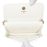 Chanel White Caviar Quilted Flap Phone Holder With Chain Handbags Chanel