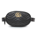 Gucci Black Calfskin Matelasse GG Marmont Belt Bag Handbags Gucci