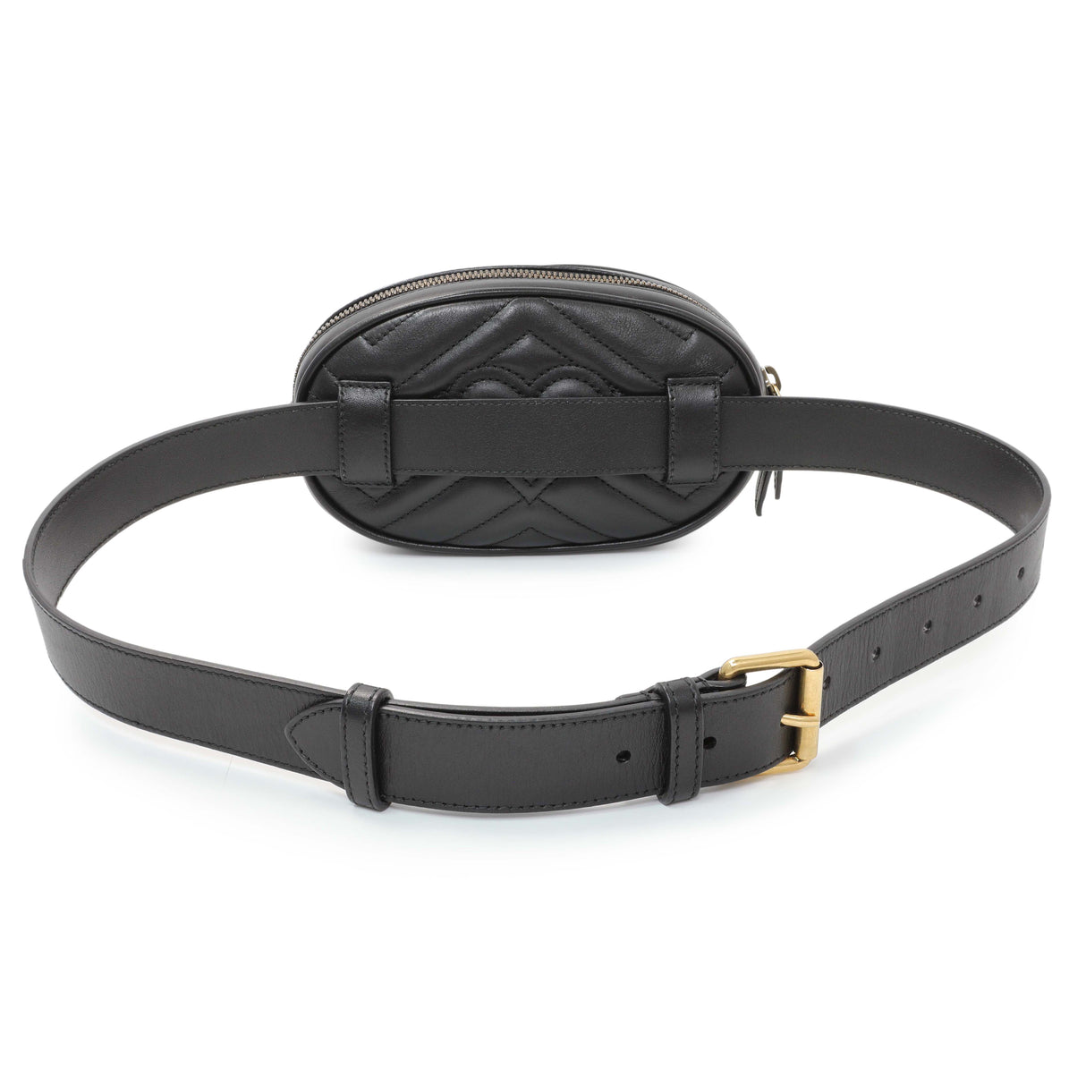 Gucci Black Calfskin Matelasse GG Marmont Belt Bag Handbags Gucci