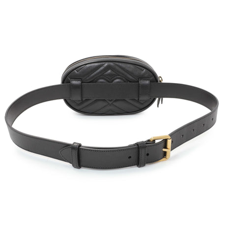 Gucci Black Calfskin Matelasse GG Marmont Belt Bag Handbags Gucci