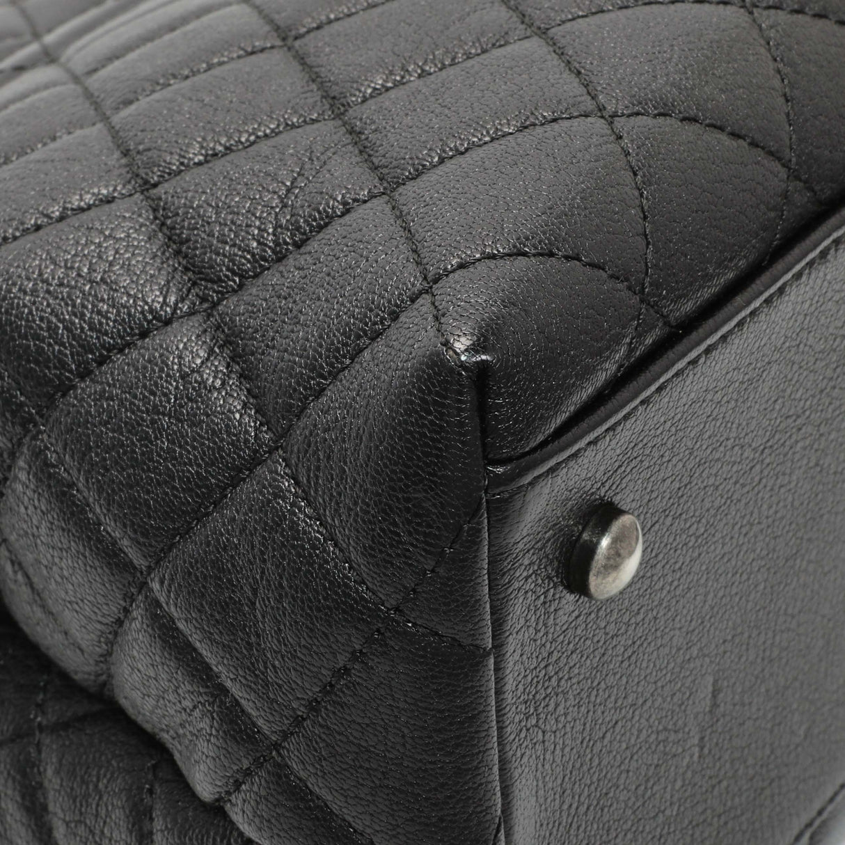 Chanel Black Quilted Goatskin Small CC University Shopping Tote Handbags Chanel