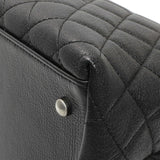 Chanel Black Quilted Goatskin Small CC University Shopping Tote Handbags Chanel