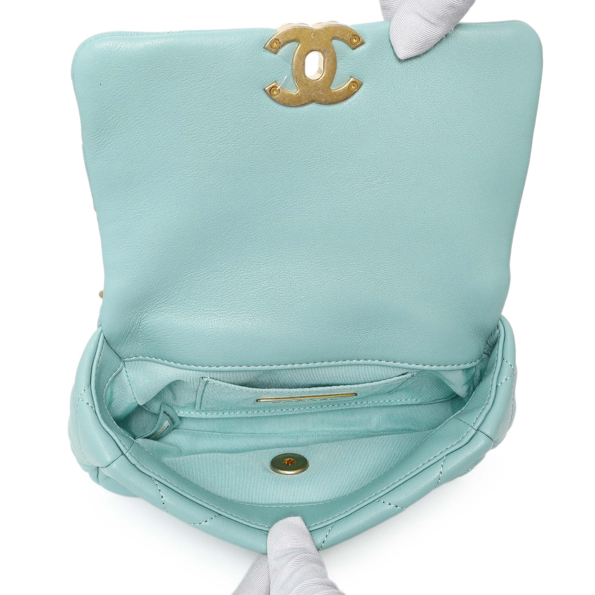 Chanel Teal Goatskin Quilted Chanel 19 Waist Bag Handbags Chanel