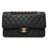 Chanel Black Quilted Caviar Medium Classic Double Flap