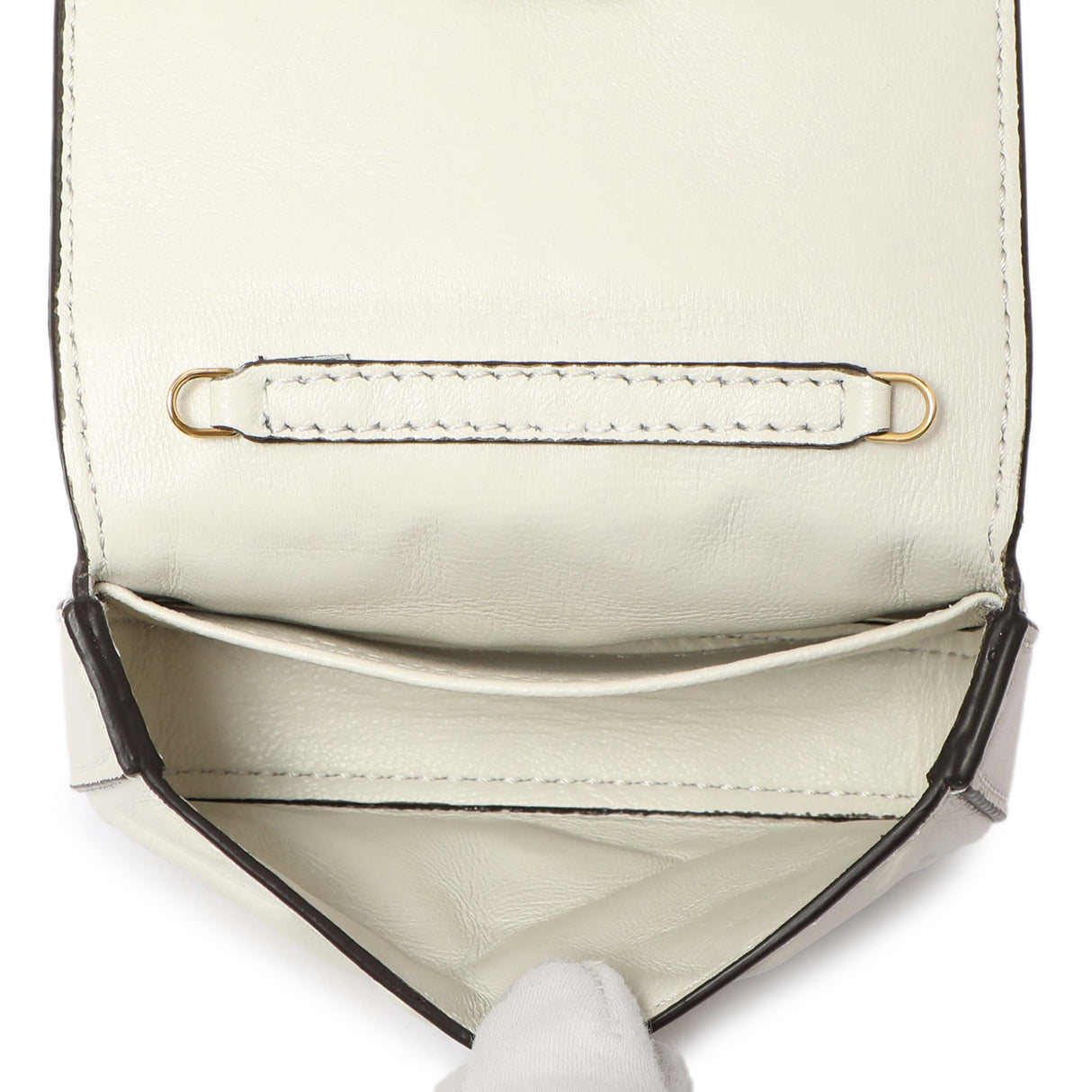 Fendi White Nappa Matisse FF Embossed Nano Baguette Charm