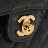 Chanel Black Quilted Caviar Medium Classic Double Flap