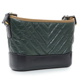 Chanel Green Aged Calfskin Chevron Quilted Small Gabrielle Hobo Handbags Chanel