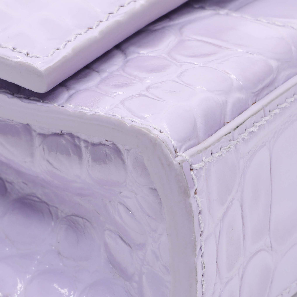 Balenciaga Lilac Shiny Calfskin Crocodile Embossed Hourglass Chain Bag Handbags Balenciaga