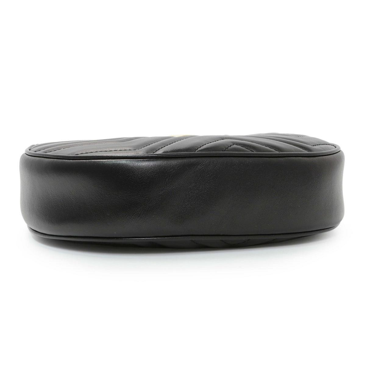 Gucci Black Calfskin Matelasse Chevron Mini GG Marmont Half Moon Hobo Handbags Gucci