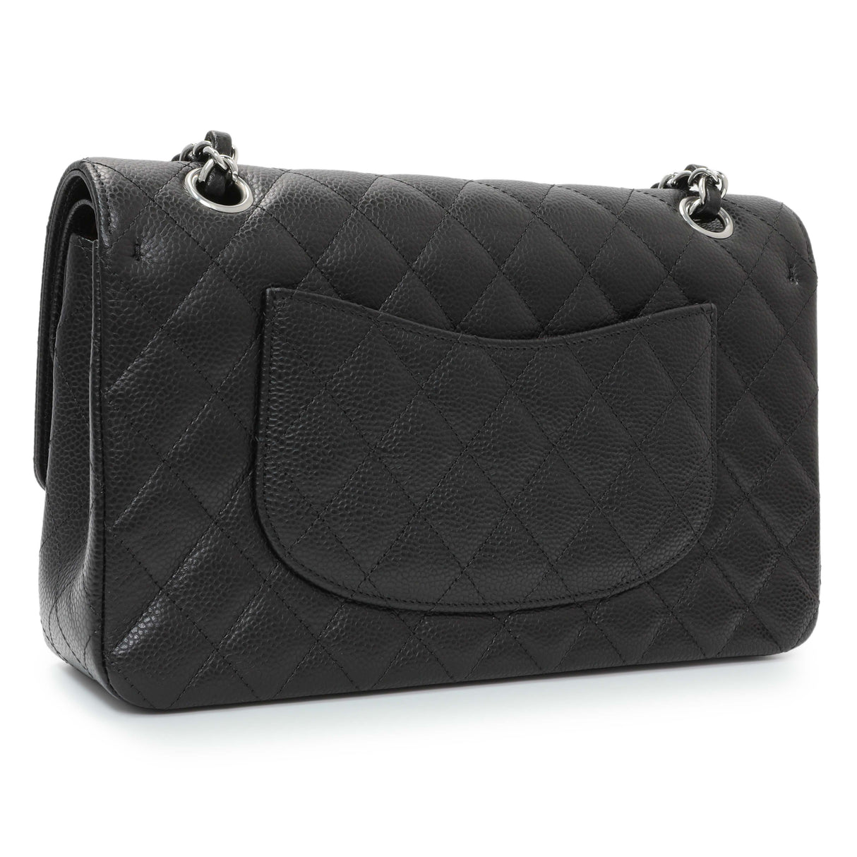 Chanel Black Quilted Caviar Medium Double Flap Handbags Chanel