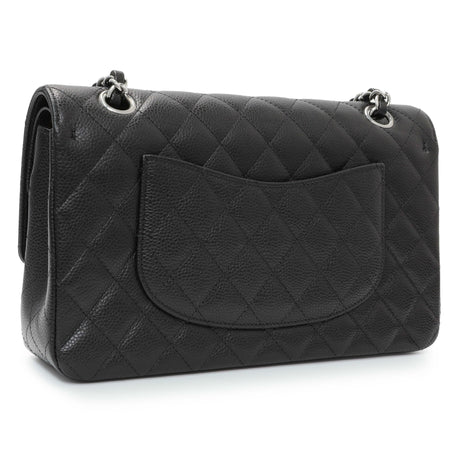 Chanel Black Quilted Caviar Medium Double Flap Handbags Chanel
