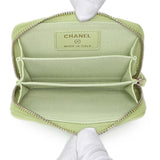 Chanel Green Quilted Lambskin Zip Coin Purse
