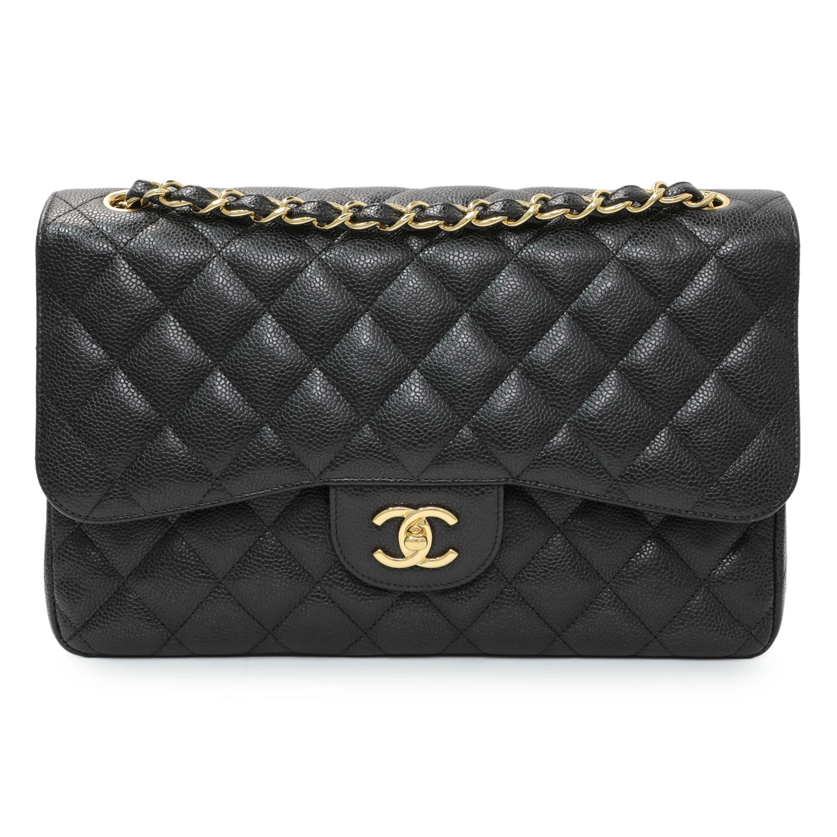 Chanel Black Caviar Jumbo Classic Double Flap Handbags Chanel