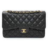 Chanel Black Caviar Jumbo Classic Double Flap Handbags Chanel