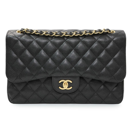Chanel Black Caviar Jumbo Classic Double Flap Handbags Chanel