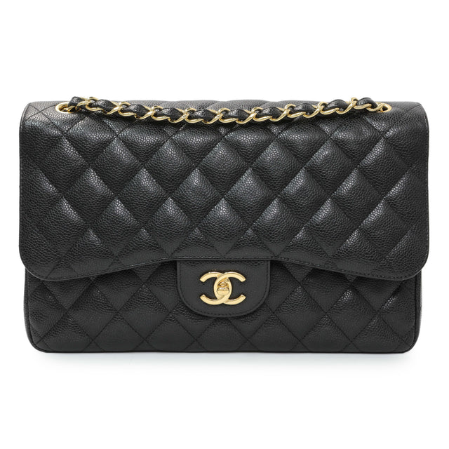 Chanel Black Caviar Jumbo Classic Double Flap Handbags Chanel
