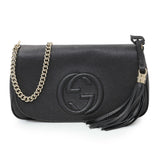 Gucci Black Pebbled Calfskin Medium Soho Flap Crossbody Handbags Gucci